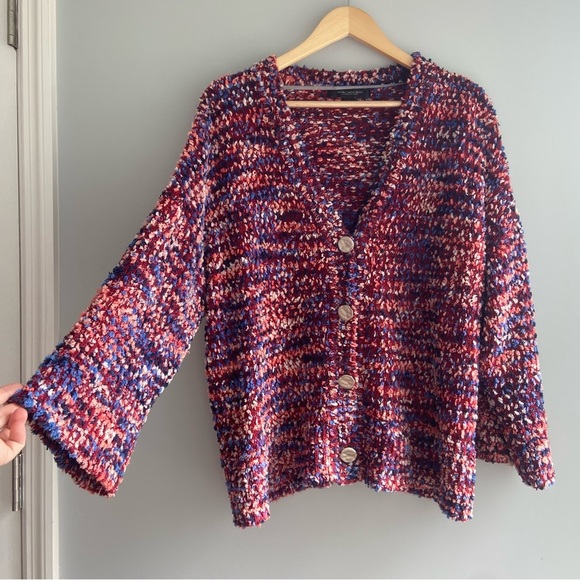 Marc New York Pink Colorful Chunky Knit Sweater Cardigan - Picture 6 of 9